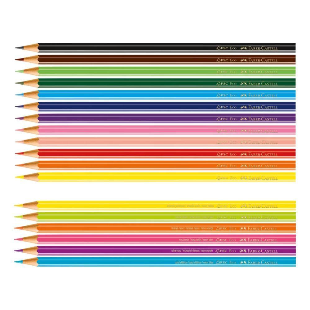 Lápis De Cor Sextavado Ecolápis 12 Cores + 6 Neon Faber-castell