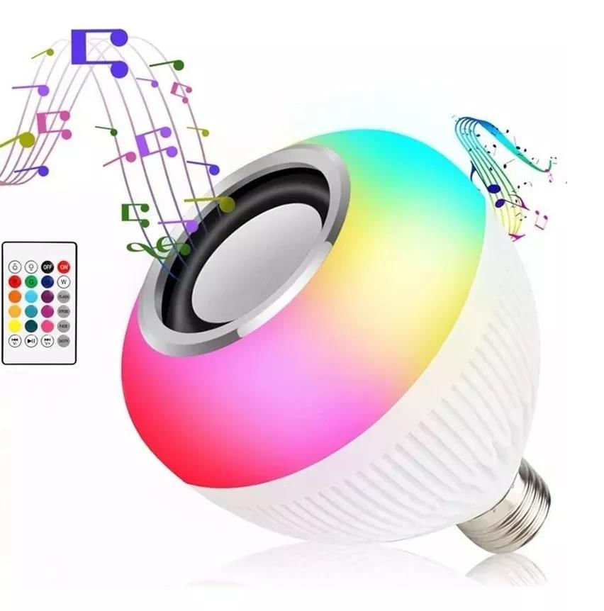 Lâmpada Musical Multicolorida Led RGB Caixa De Som Bluetooth 3W