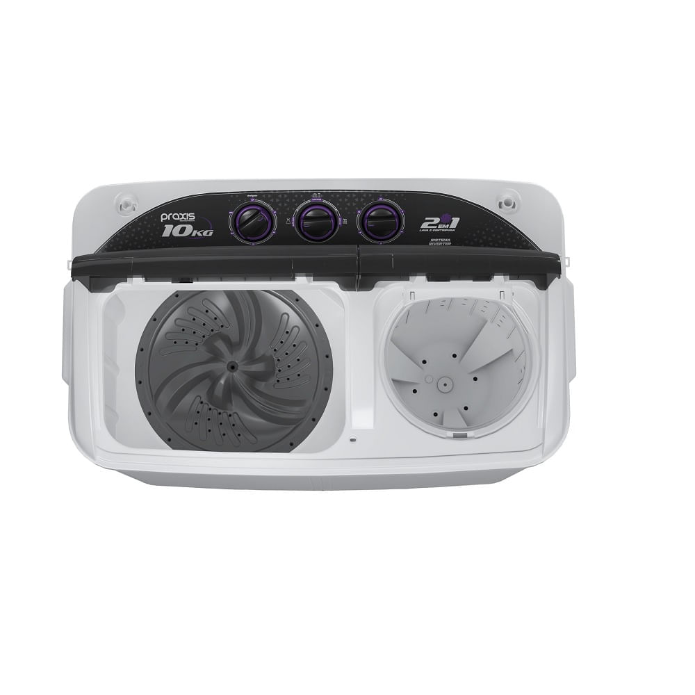 Lavadora de Roupas Praxis 10Kg Semi Automática Twin Tub Branca – 127 Volts 127 Volts