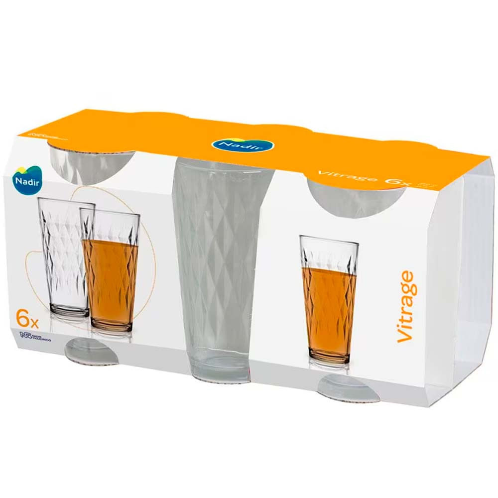 Conjunto de Copos Nadir Vitrage 350ml 6 Peças Transparente