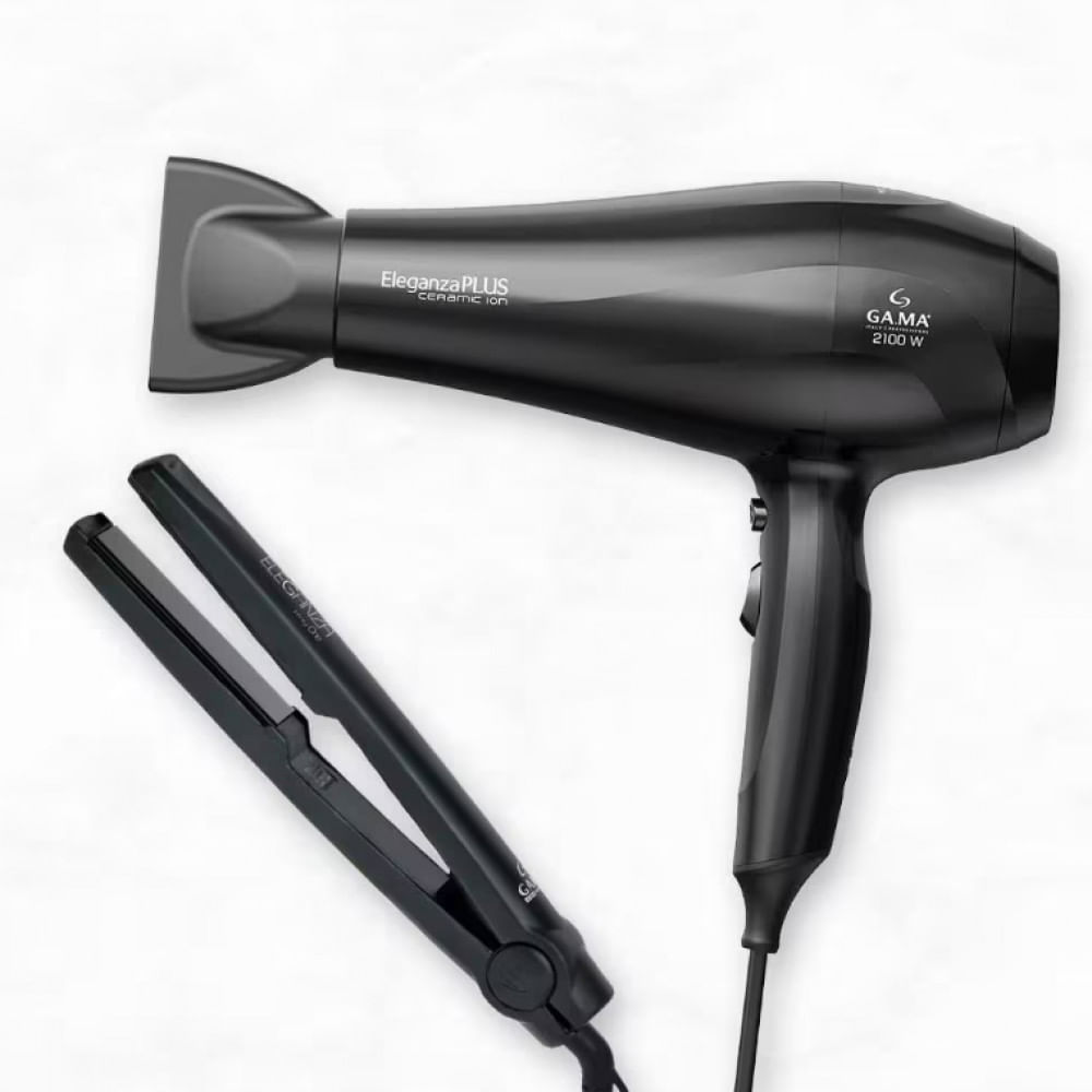 Secador de Cabelos GA.MA Italy Eleganza Plus Ceramic Ion Motor AC 2100W + Prancha Eleganza Infinity One APP1528