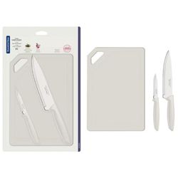 Conjunto de Facas e Tábua de Corte Tramontina Plenus em Aço Inoxidável - 3 Peças