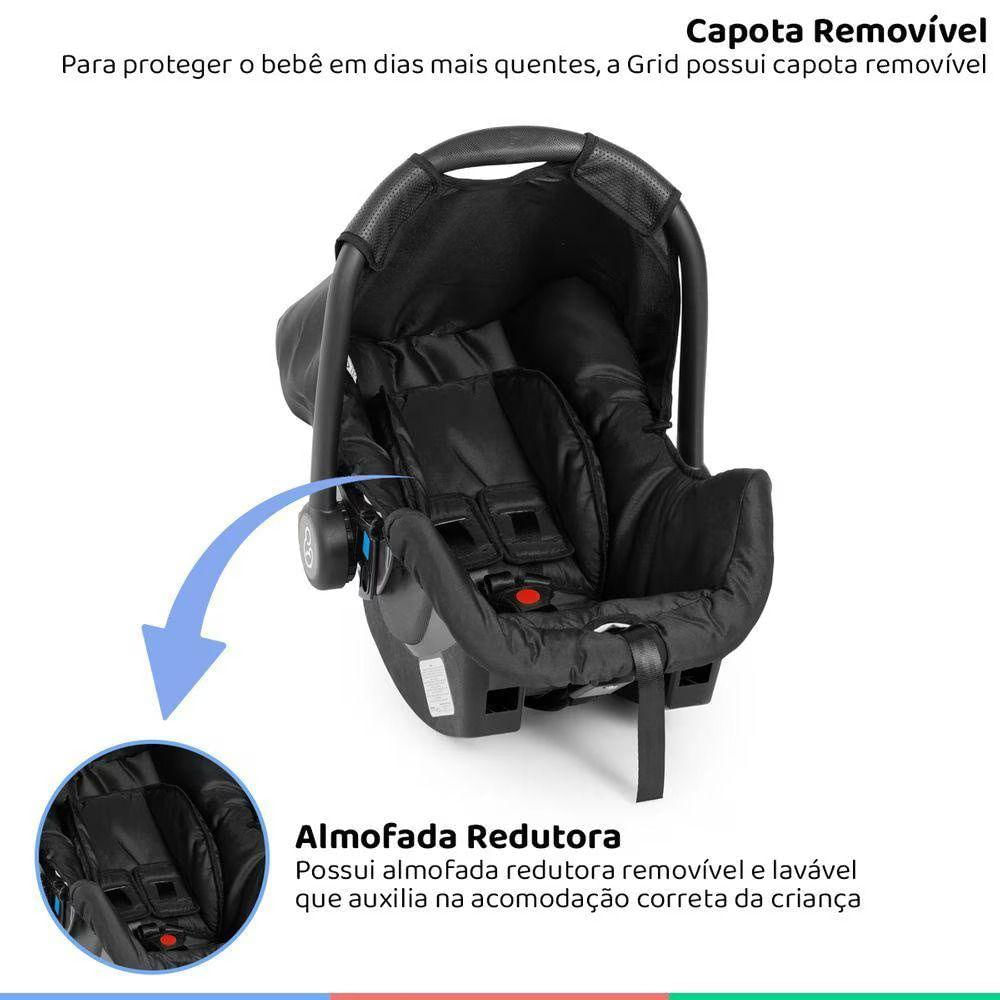 Bebê Conforto Galzerano Grid 8184 De 0 Até 13 Kg Suporte Acopla No Carrinho Duolee 1085 Preto