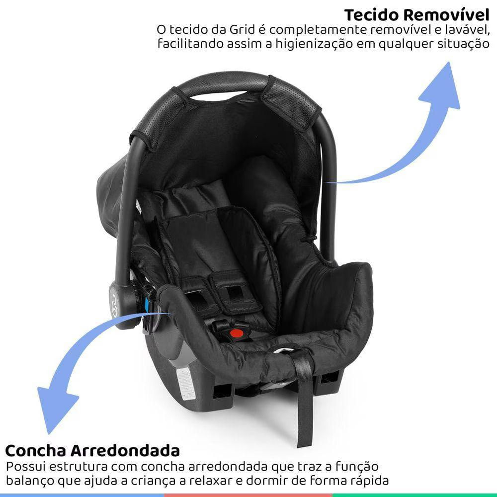 Bebê Conforto Galzerano Grid 8184 De 0 Até 13 Kg Suporte Acopla No Carrinho Duolee 1085 Preto