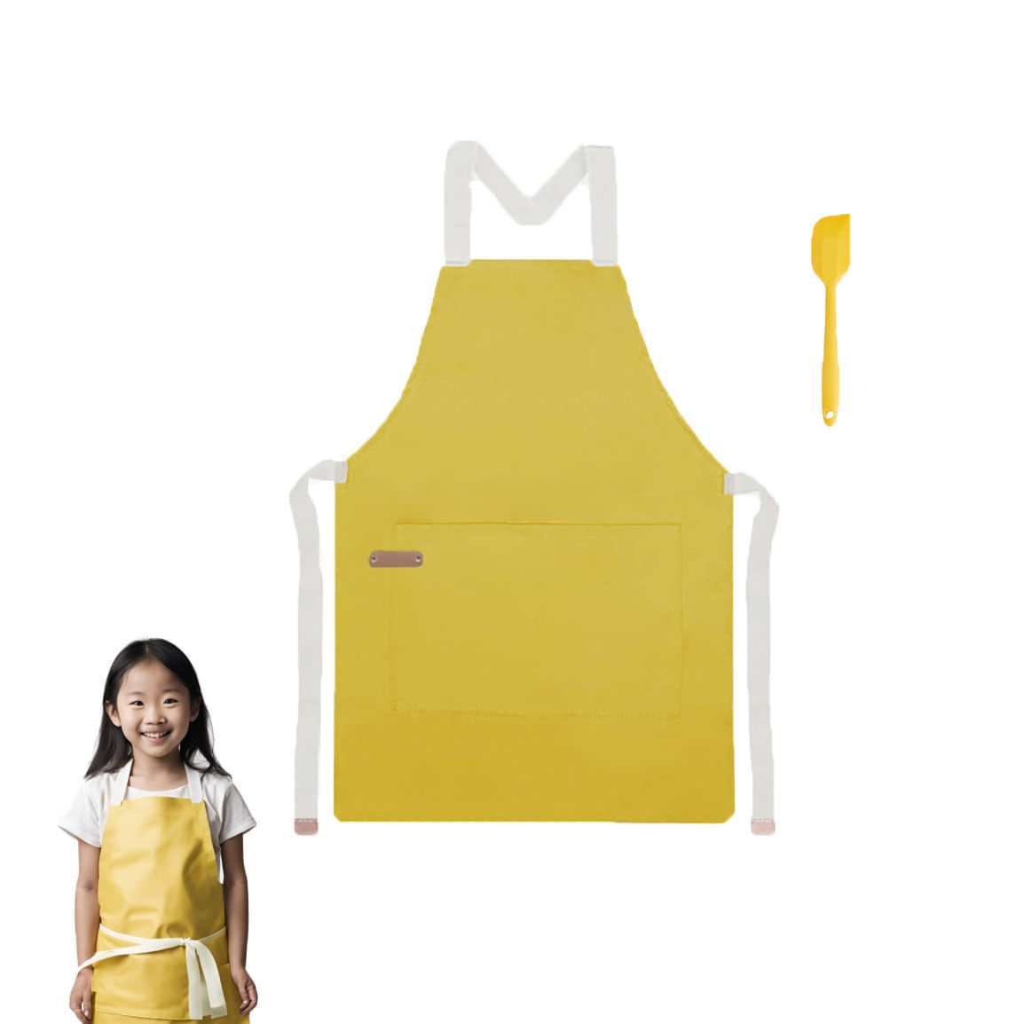 Avental Infantil Espatula Mini Amarelo Criança Cozinha Kids