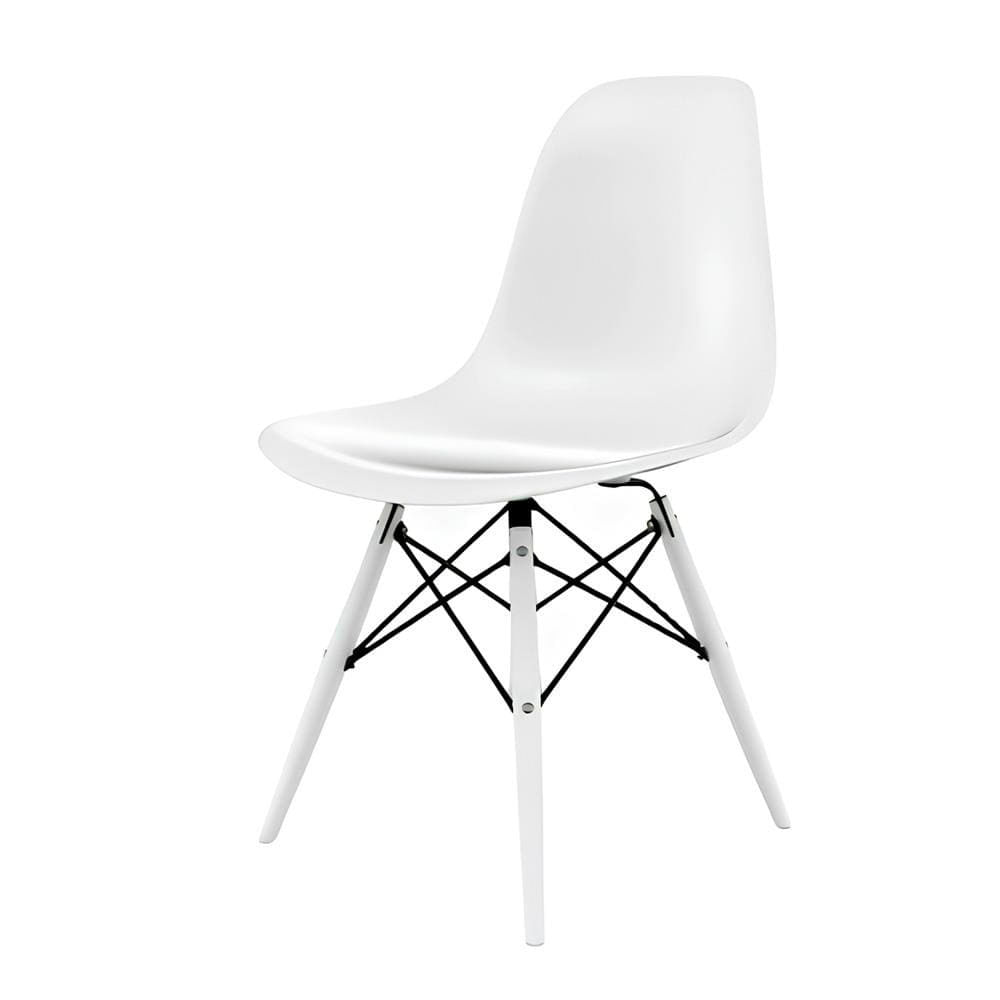 Conjunto com 4 Cadeiras de Jantar SeatCo Eames em Polipropileno DSW com Pés Palito Branco