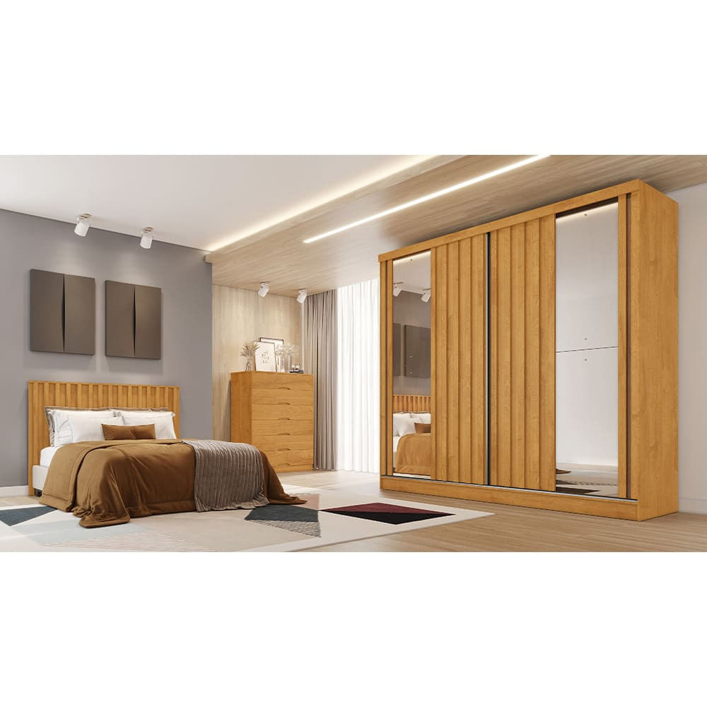 Guarda-Roupa Europa Mademarques Córdoba com Espelho 2 Portas 4 Gavetas 226cm