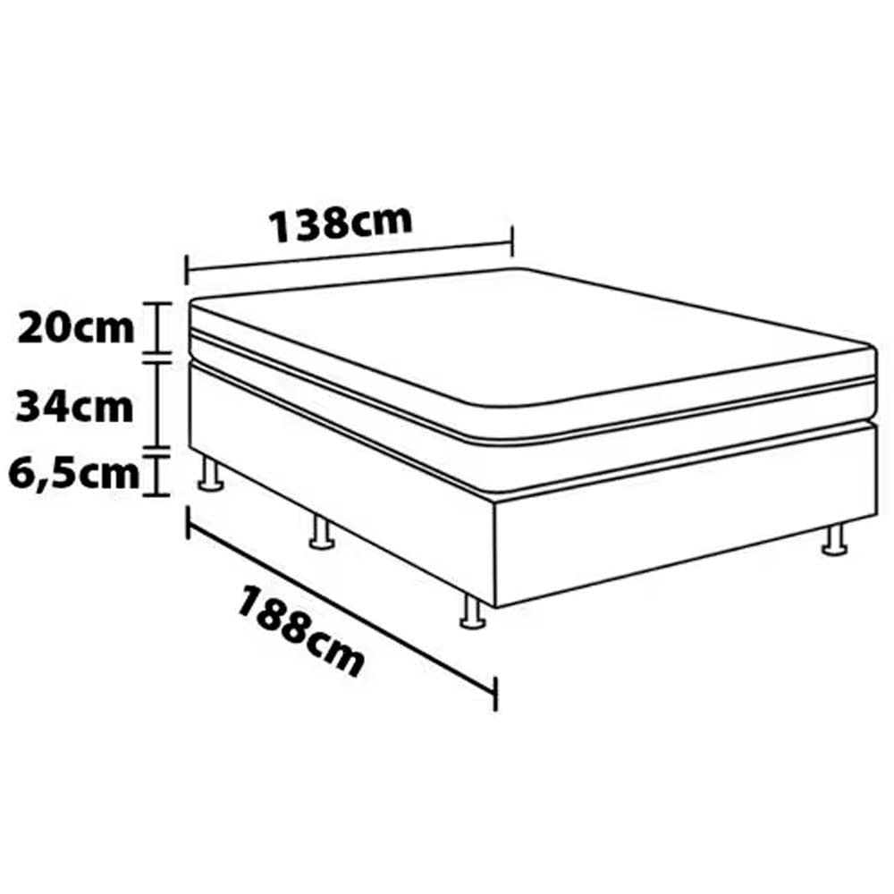 Colchão de Casal Herval Frontier em Poliéster + Base Box Itaflex com Baú Branco