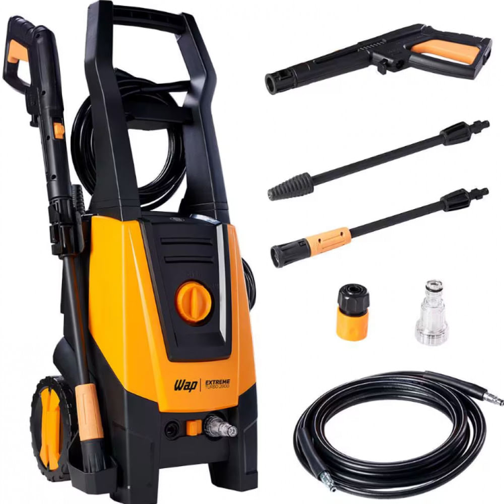 Lavadora de Alta Pressão WAP Extreme Turbo 2800 2450psi com Aplicador de Detergente e Lança com Bico Regulável Preto com Amarelo / 220V