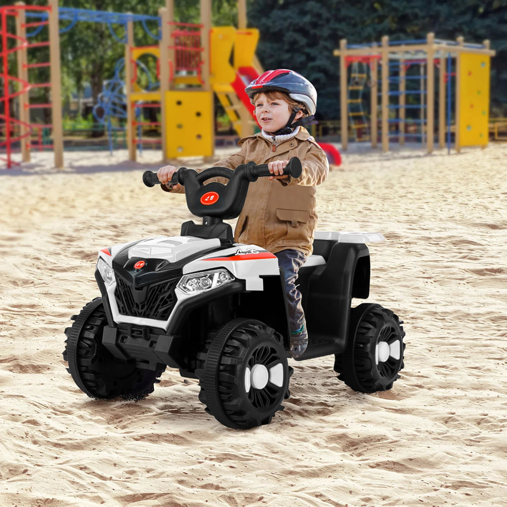 Quadriciclo Motorizado Infantil Elétrico Zippy Toys Mini Veículo Com Luz E Som Bateria Recarregável 6V Branco