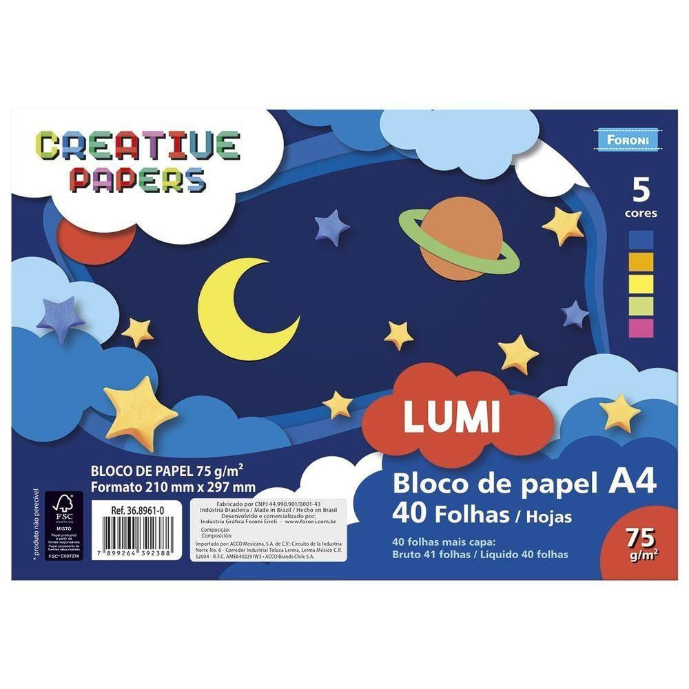 Bloco De Papel Tilipaper A4 Creative Papers Lumi 75g 40 Folhas Foroni