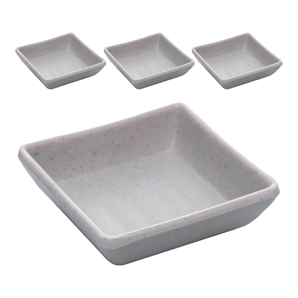 Kit 4 Mini Bowl Porta Shoyu Melamina Quadrado Tóquio Sushi Granilite Lyor 7cm