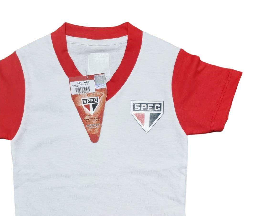 Pijama Infantil São Paulo Manga Curta Oficial Tam 2