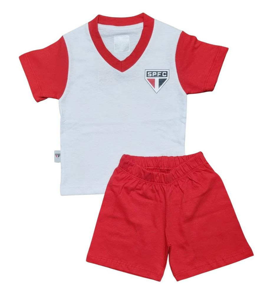 Pijama Infantil São Paulo Manga Curta Oficial Tam 2