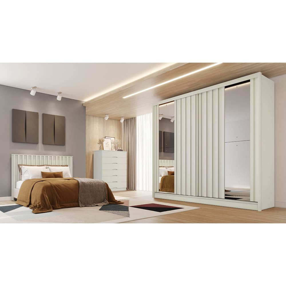 Guarda-Roupa Europa Mademarques Córdoba com Espelho 2 Portas 4 Gavetas 226cm