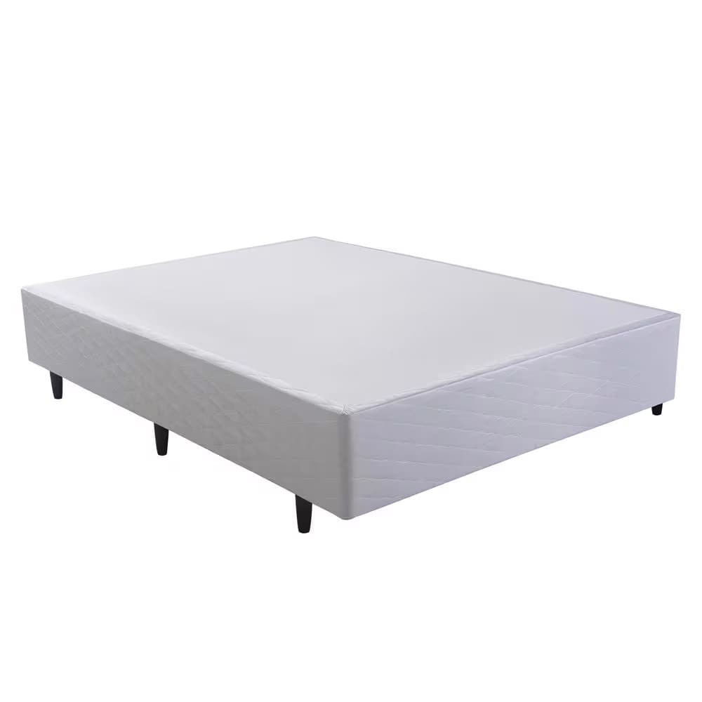 Cama Box Casal Herval Vitalle com Revestimento em Tecido Poliéster, Laterais com Bordado Matelassê e Colchão com Molas Maxpring Cinza