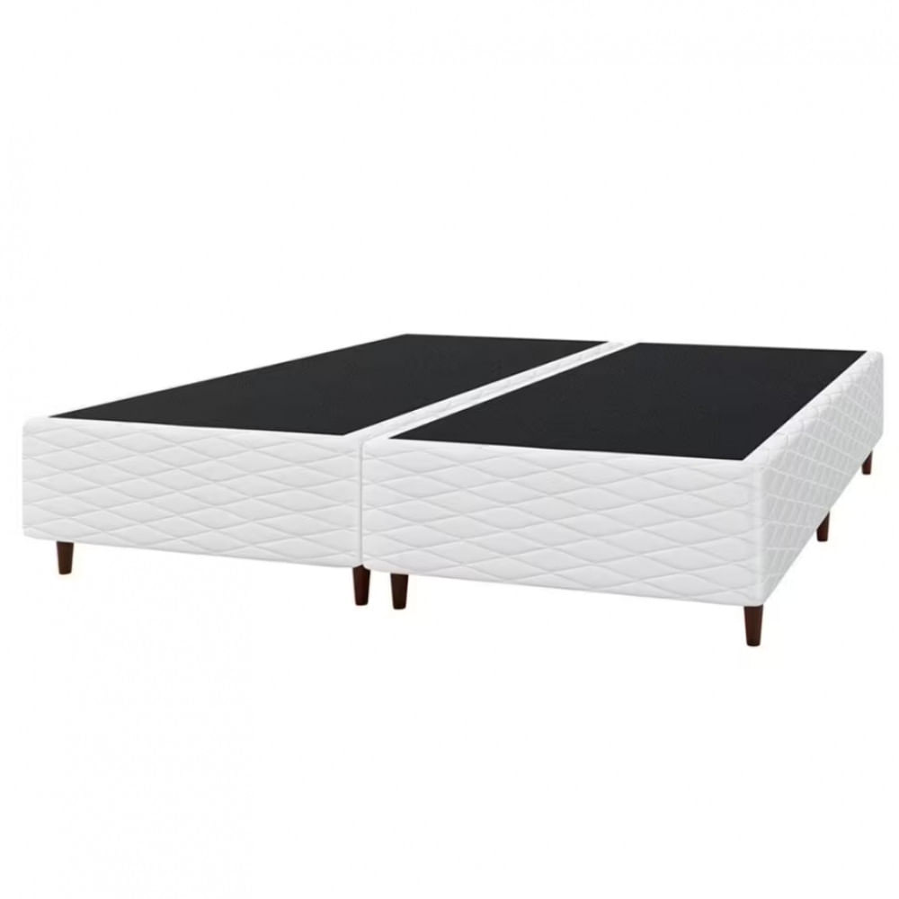 Cama Box Queen Size Umaflex New Itália com Molas Ensacadas e Pillow Top D26 Branco com Marrom