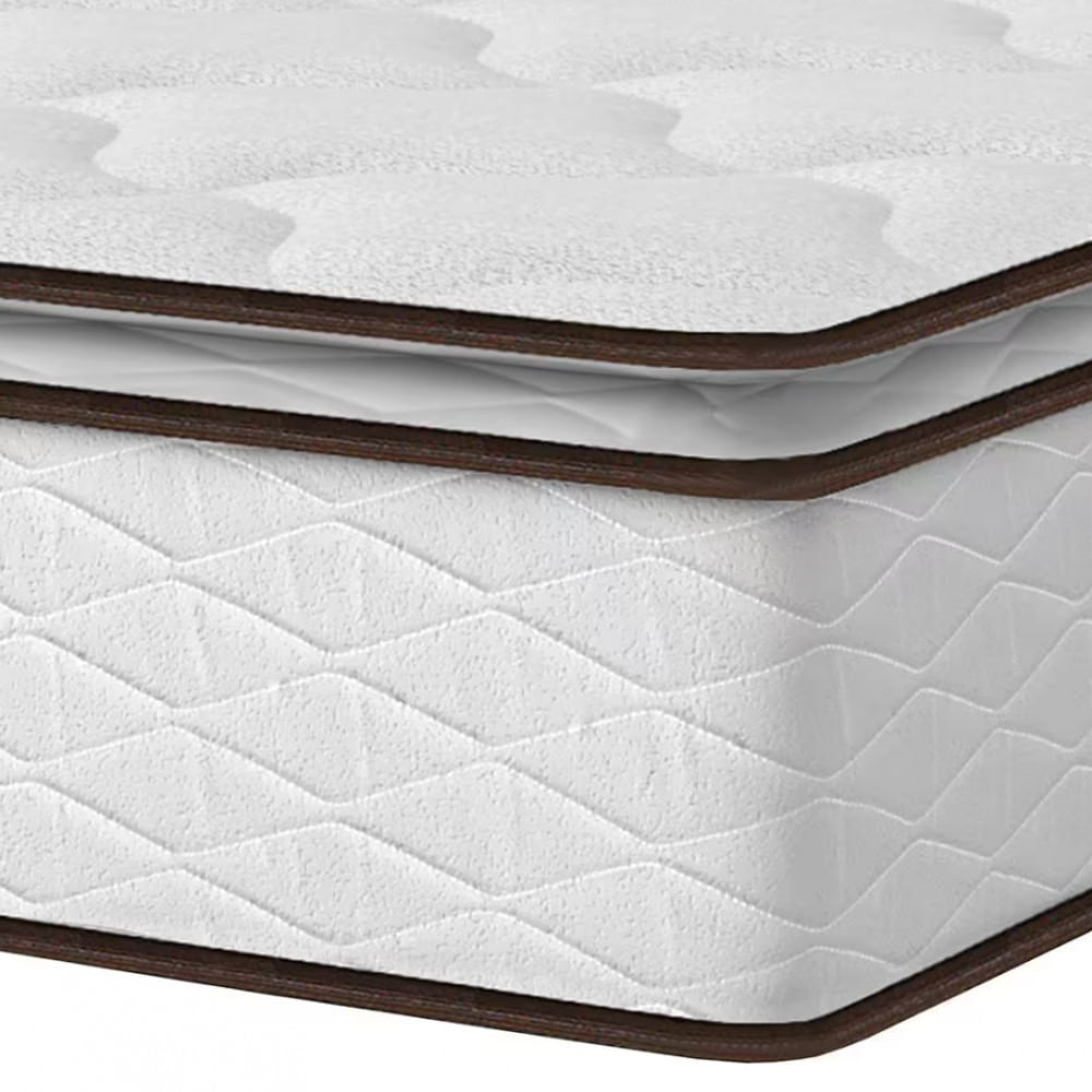 Cama Box Queen Size Umaflex New Itália com Molas Ensacadas e Pillow Top D26 Branco com Marrom