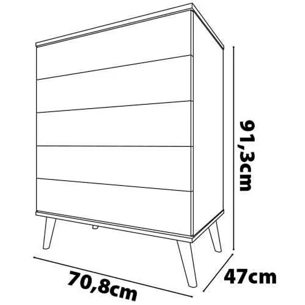 Guarda Roupa Infantil Ternura com 3 Portas, 2 Gavetas e 5 Nichos Bartira Branco Wood