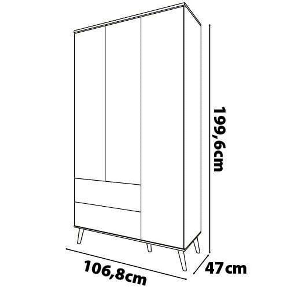 Guarda Roupa Infantil Ternura com 3 Portas, 2 Gavetas e 5 Nichos Bartira Azul Wood