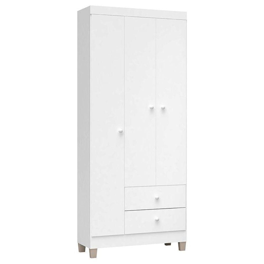 Quarto De Bebê 3 Portas Ternura Baby Com Berço Mirelle Branco Brilho Com Colchão - Incorplac