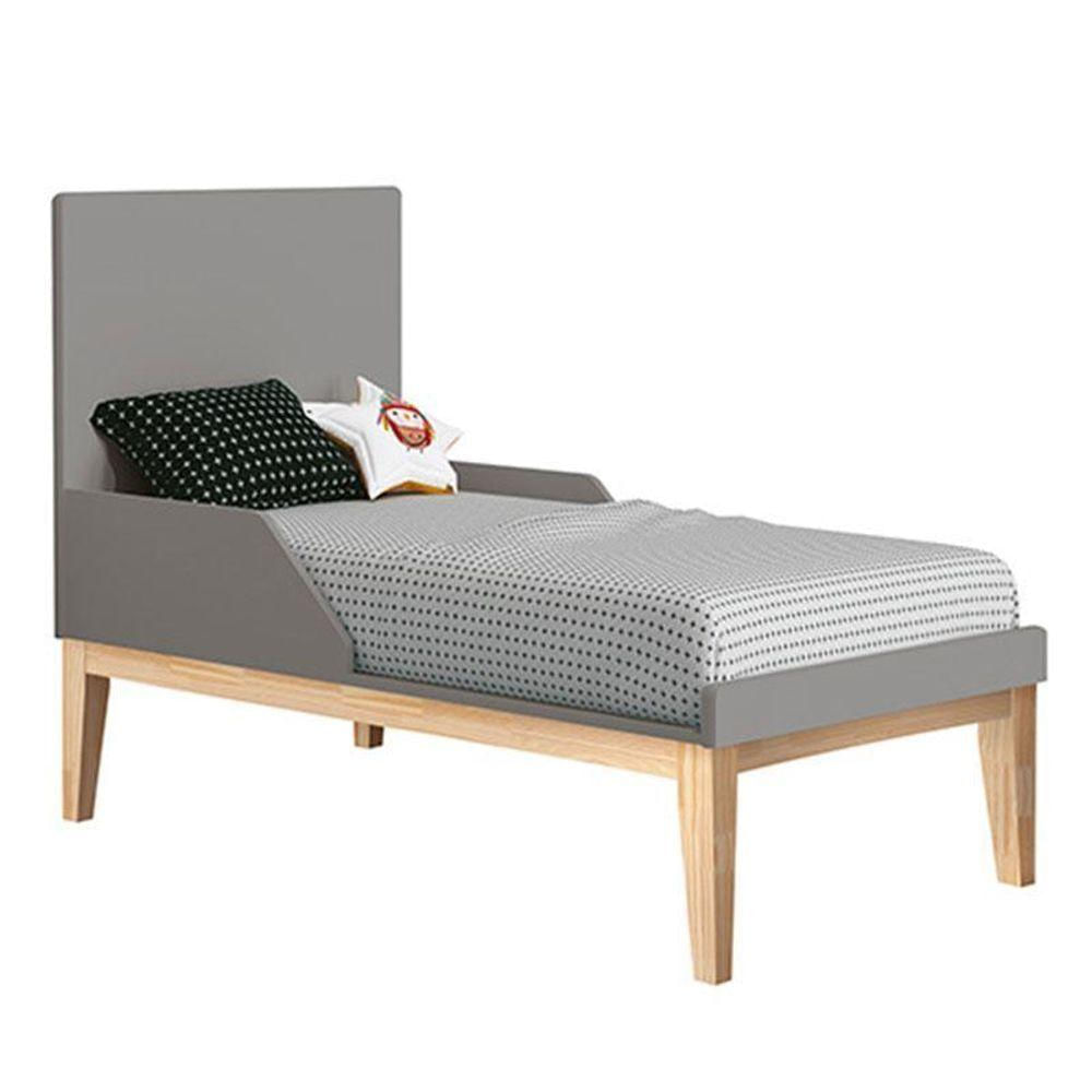 Quarto De Bebê 2 Portas E Cômoda Gaveteiro New Classic Cinza Com Pés Madeira Natural E Colchão Gazin - Reller