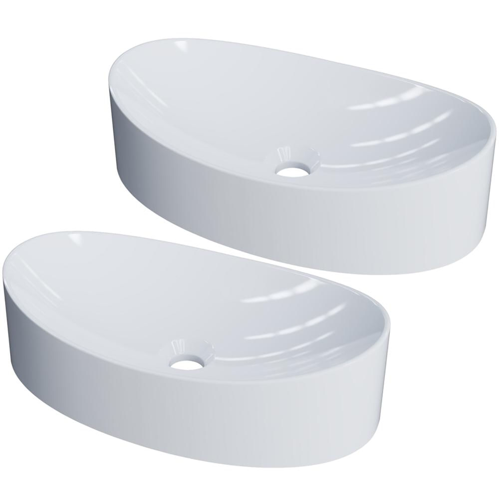 Kit 02 Cubas de Apoio Canoa Para Banheiro Lavabo C01 BC47W Branco - Lyam