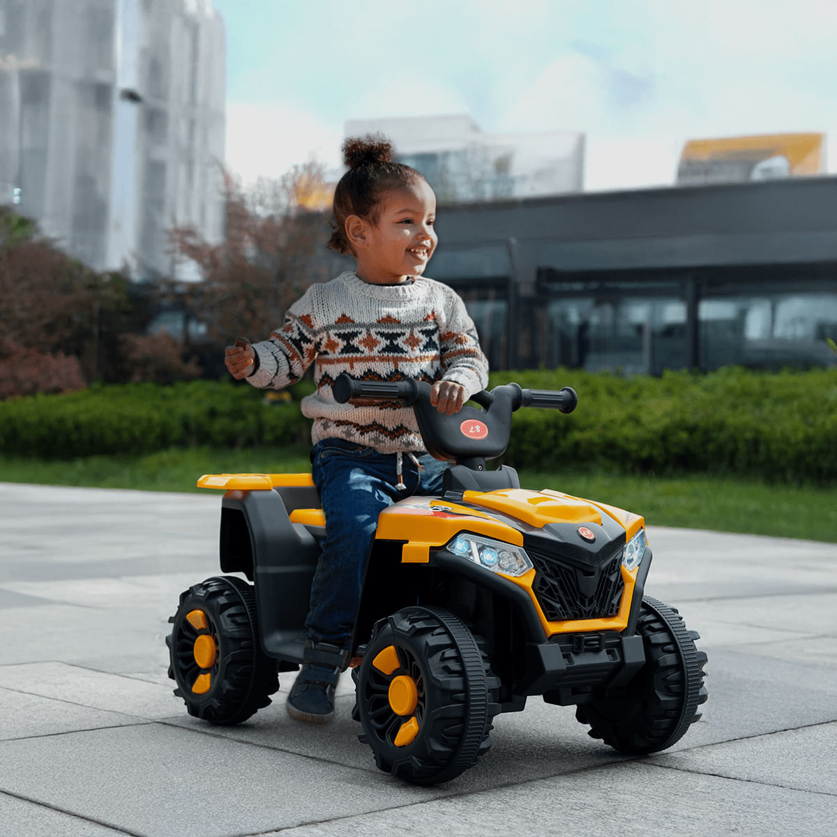 Quadriciclo Motorizado Infantil Elétrico Zippy Toys Mini Veículo Com Luz E Som Bateria Recarregável 6V Laranja