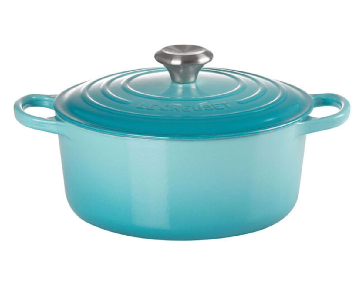 KIT LE CREUSET 4 PANELAS REDONDAS 20 22 24 E 26CM EM FERRO ESMALTADO AZUL CARIBE