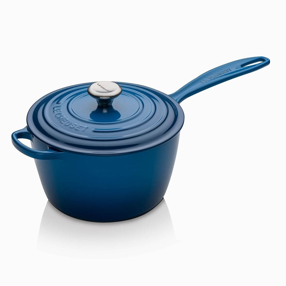 PANELA MOLHEIRA LE CREUSET 18CM 2,2L SIGNATURE FERRO ESMALTADO - Azul Marseille