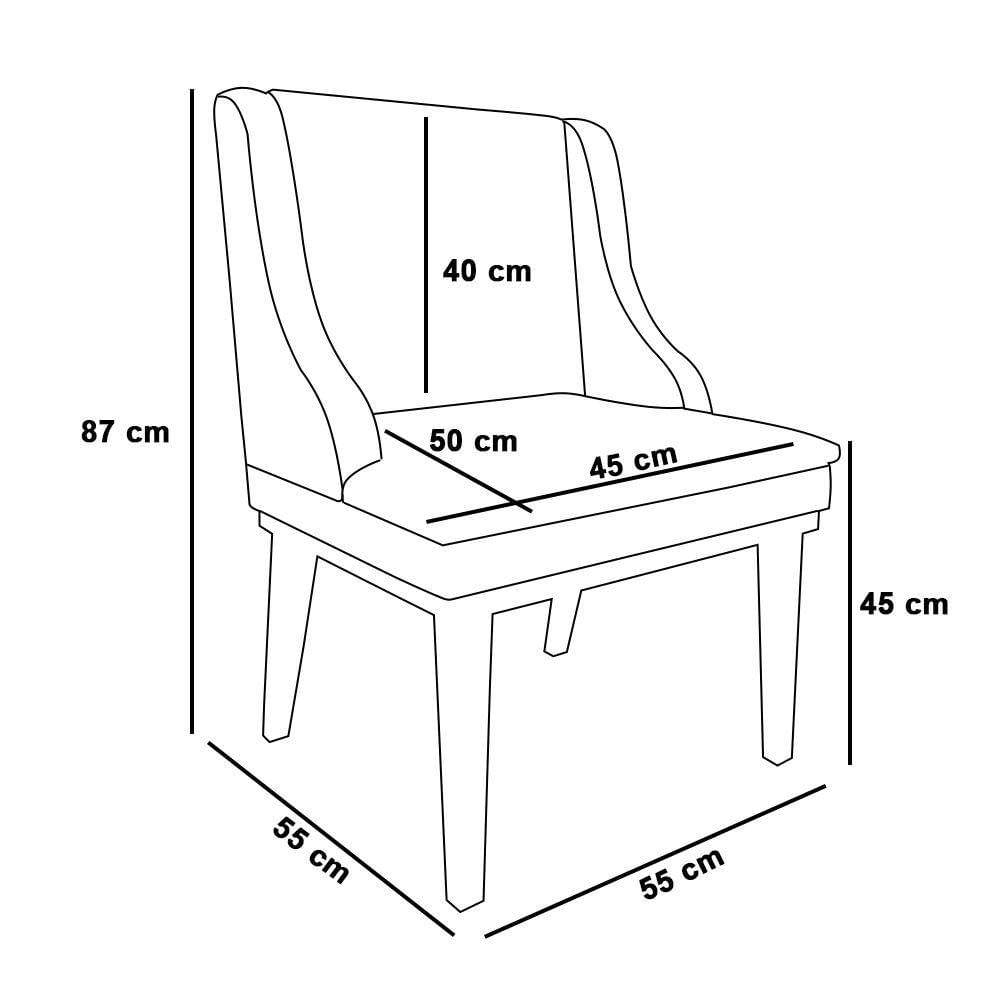 Kit 04 Cadeiras Liz Veludo Base Fixa Madeira TabacoCinza
