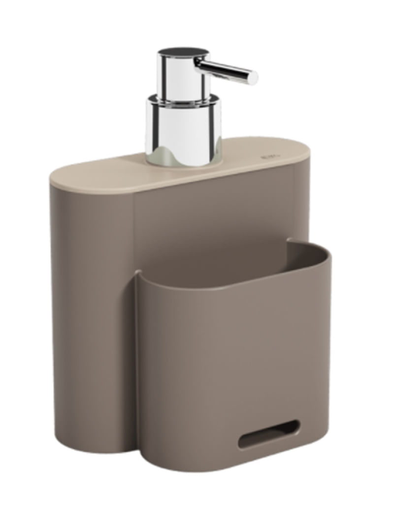 Porta Detergente Dispenser com Suporte para Bucha 500 ml Warm Gray e Light Gray Coza