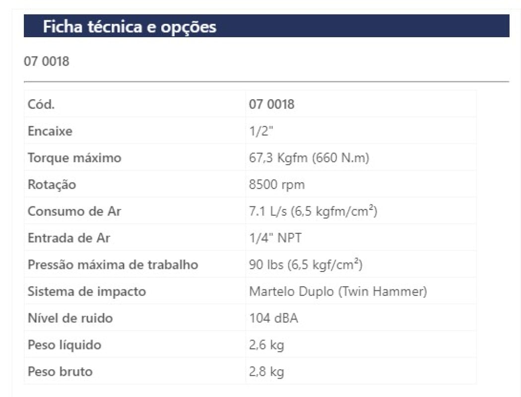 Chave de Impacto 1/2" R070018 - Riosul Tools