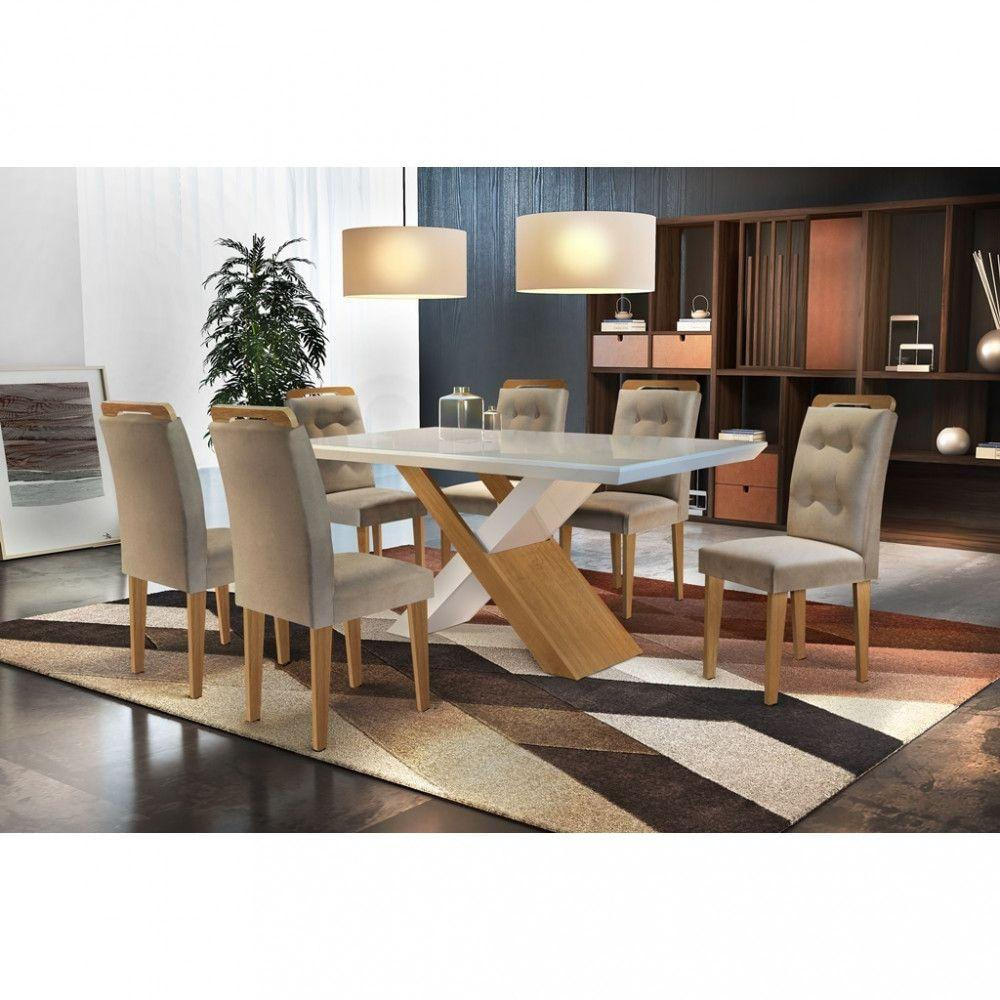 Conjunto Sala De Jantar Carol 180 Mdf Vidro