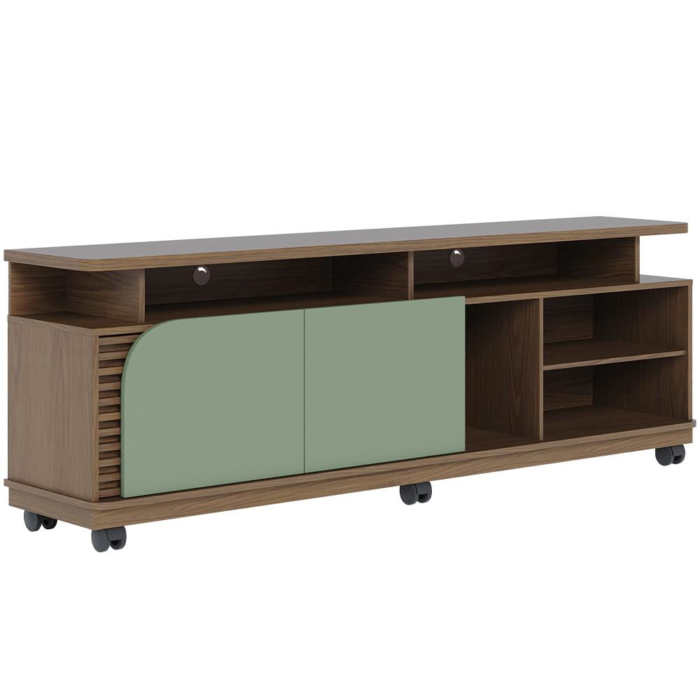 Rack para Sala De Estar TV 75 Pol com Rodízios Laguna C04 Amêndoa Hortelã - Lyam Decor