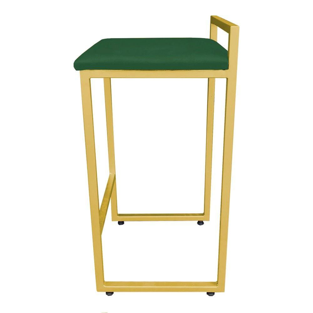 Banqueta Alta Lavínia Suede Verde Base Dourado