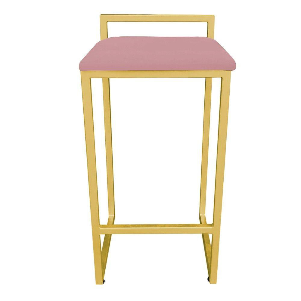 Banqueta Alta Lavínia Suede Base Dourado Rose