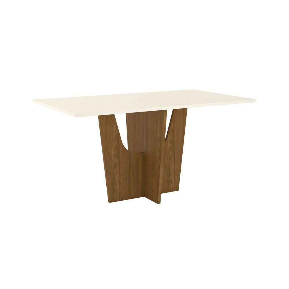 Mesa Canto Reto Sem Vidro 160 Cm Danielly Henn Nature Com Off White