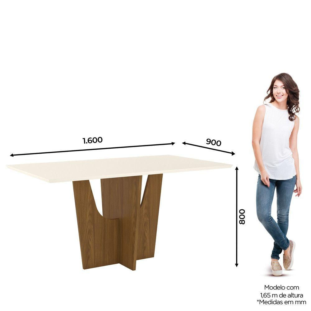 Mesa Canto Reto Sem Vidro 160 Cm Danielly Henn Nature Com Off White