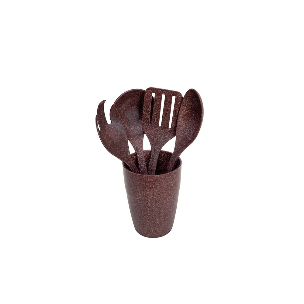 Concha Colher Espatula Utensílio Cozinha Suporte Marrom ECO 5un