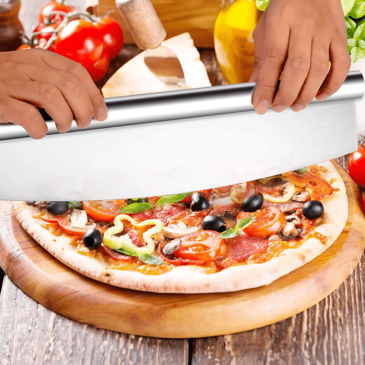 Cortador De Pizza Inox 25cm Mimo Style Espatula De Cortar Multiuso Fatiador De Massas Paes Mini Pizza Brotinho