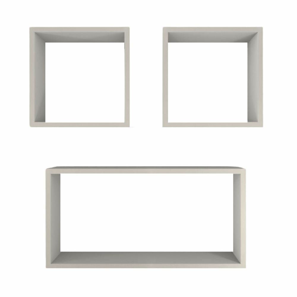Kit Com 3 Nichos Decoração Para Quarto Branco Retangular