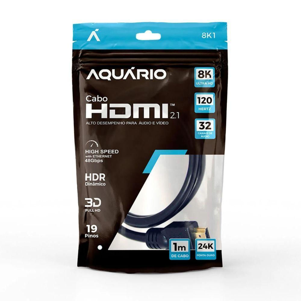 Cabo Hdmi Aquario 2.1 8k 3d 19 Pinos 1 Metro - 8k1