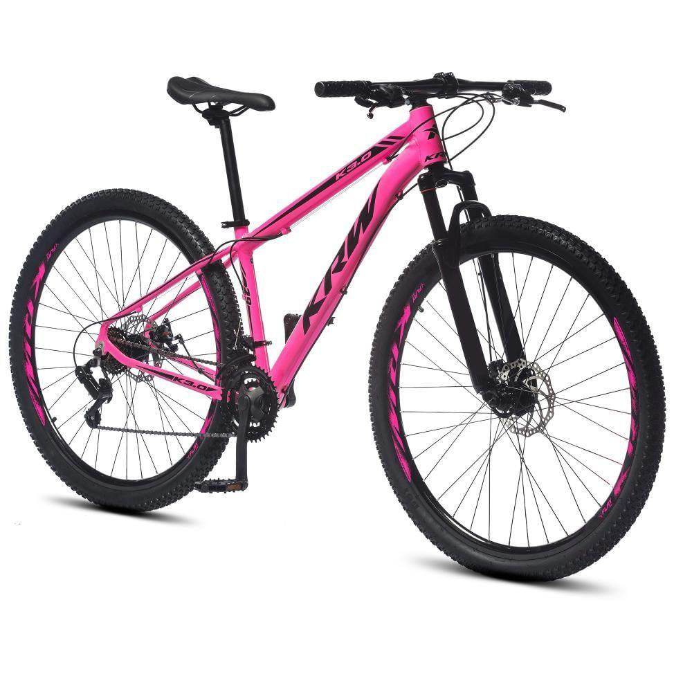 Bicicleta Aro 29 Krw Alumínio 24 Vel Freio A Disco X52 Cor:rosa/preto;tamanho Quadro:15.5 Rosa/preto
