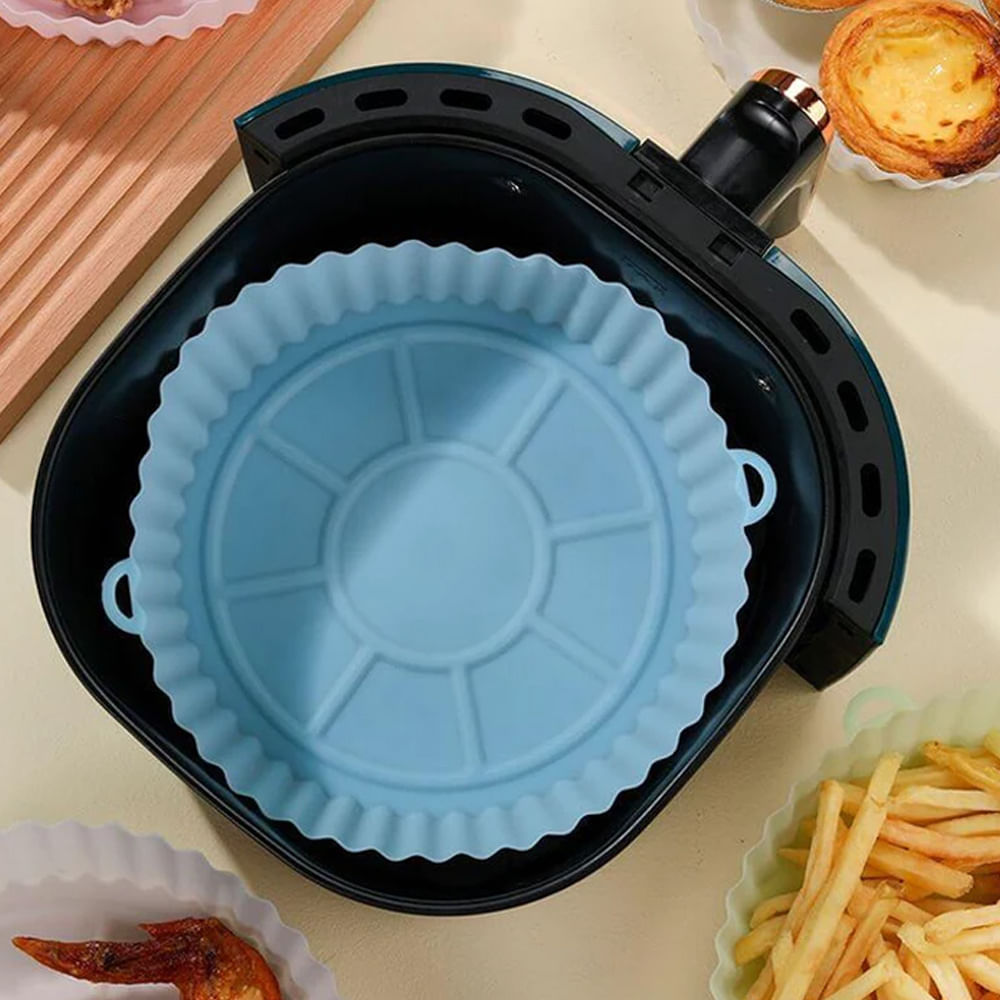 FORMA BANDEJA DE SILICONE FLEXÍVEL PROTETORA REUTILIZÁVEL ANTIADERENTE PARA FRITADEIRA ELÉTRICA AIR FRYER