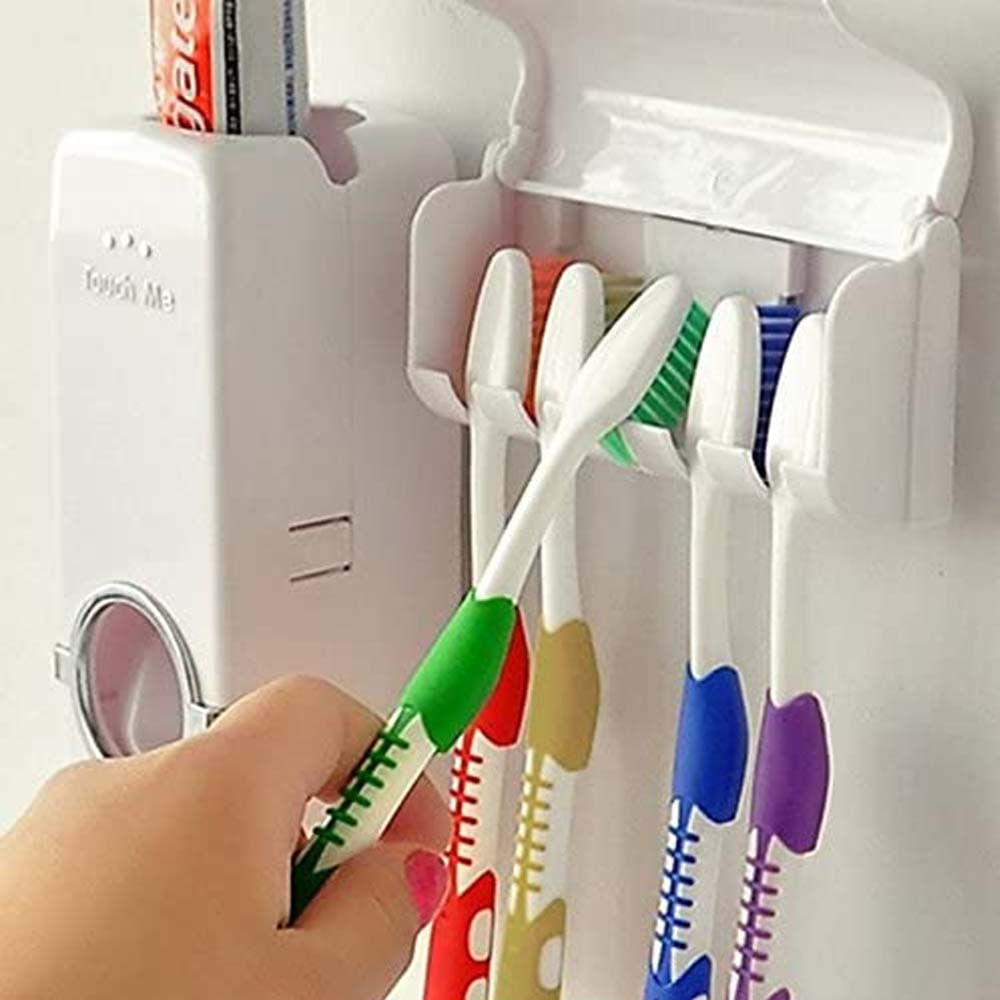 DISPENSER AUTOMÁTICO PORTA ESCOVA PASTA DE DENTE SUPORTE BANHEIRO