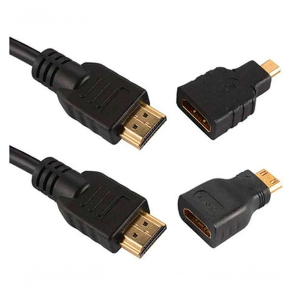 Kit Cabo Hdmi 3x1 - Hdmi, Mini E Micro Hdmi 1.5m Lt-h001