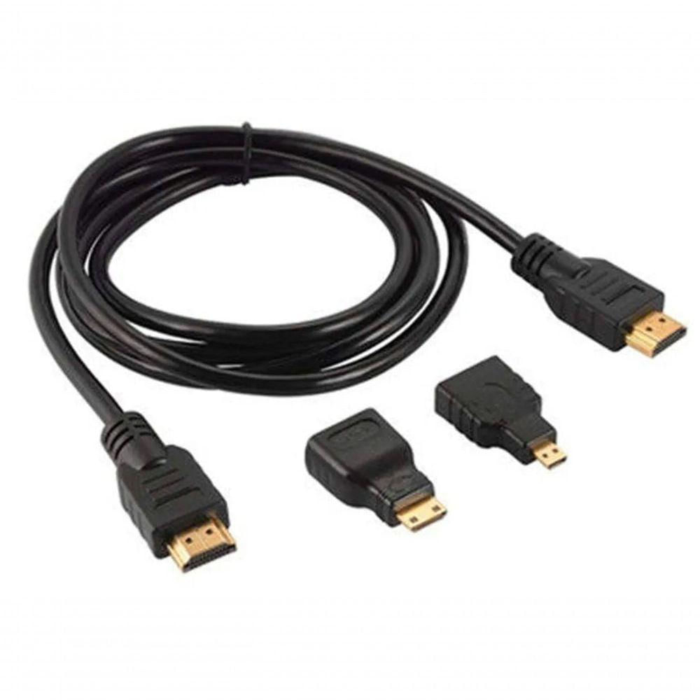 Kit Cabo Hdmi 3x1 - Hdmi, Mini E Micro Hdmi 1.5m Lt-h001