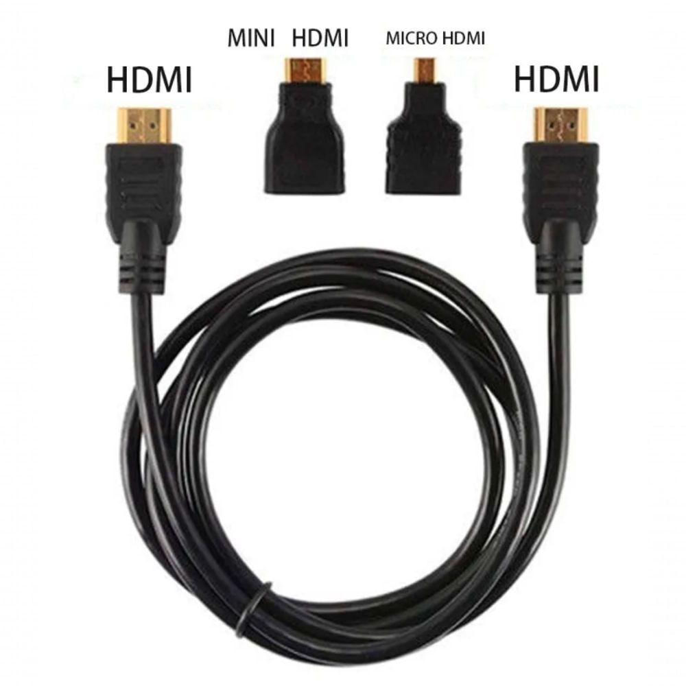 Kit Cabo Hdmi 3x1 - Hdmi, Mini E Micro Hdmi 1.5m Lt-h001