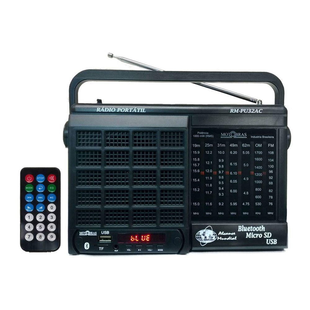 Radio Portatil 7 Faixas Am/Fm/Oc 1000W Bluetooth Rmpu32Ac Motobras